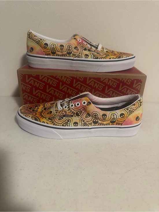 Vans Other - Vans Era Bandana Tie Dye Orange Skull Paisley Sneakers Men's 9 Women's 10.5